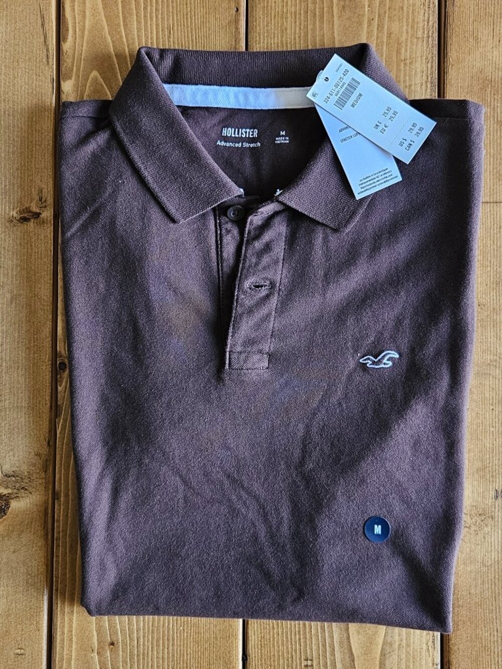 Hollister Icon Advanced Stretch Polo Shirt – Brown, Size Medium, NWT - Picture 3 of 12